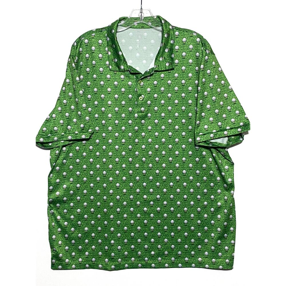 Caddy Cart Tee'd Up Golf Balls Polo Shirt Mens XL Athleisure Activewear Casual